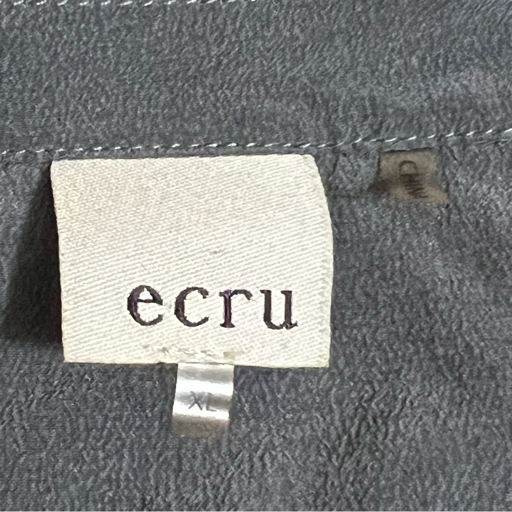 Ecru Gray Silk Eyelet Button Down Shirt Size XL - Picture 10 of 11
